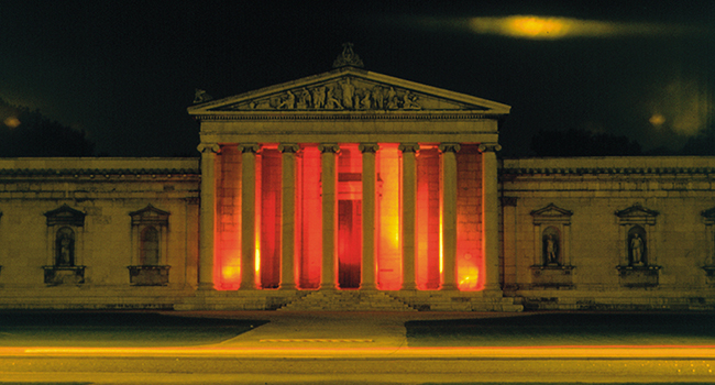 DIE SPUR DES LICHTS, light installation, Glyptothek, Munich, 1991